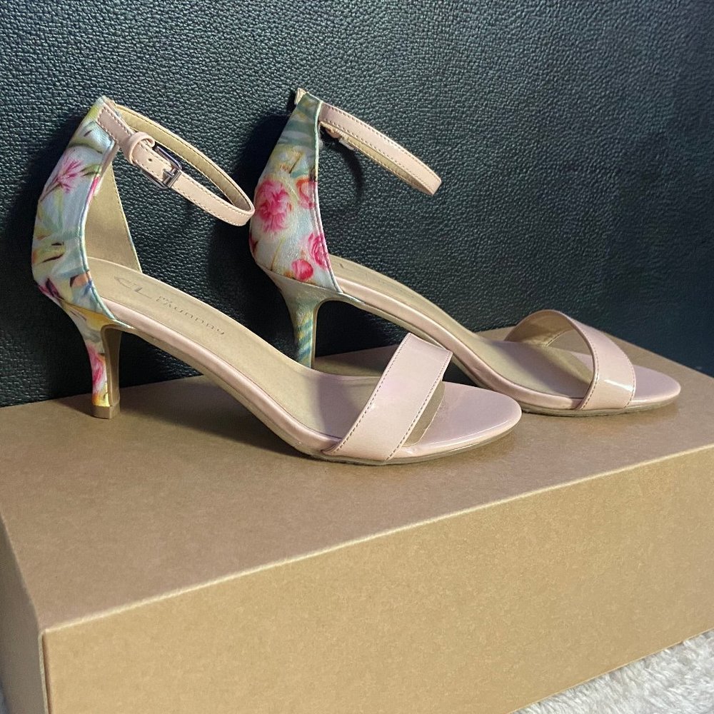 Floral Ankle Strap Skinny Heel Sandals